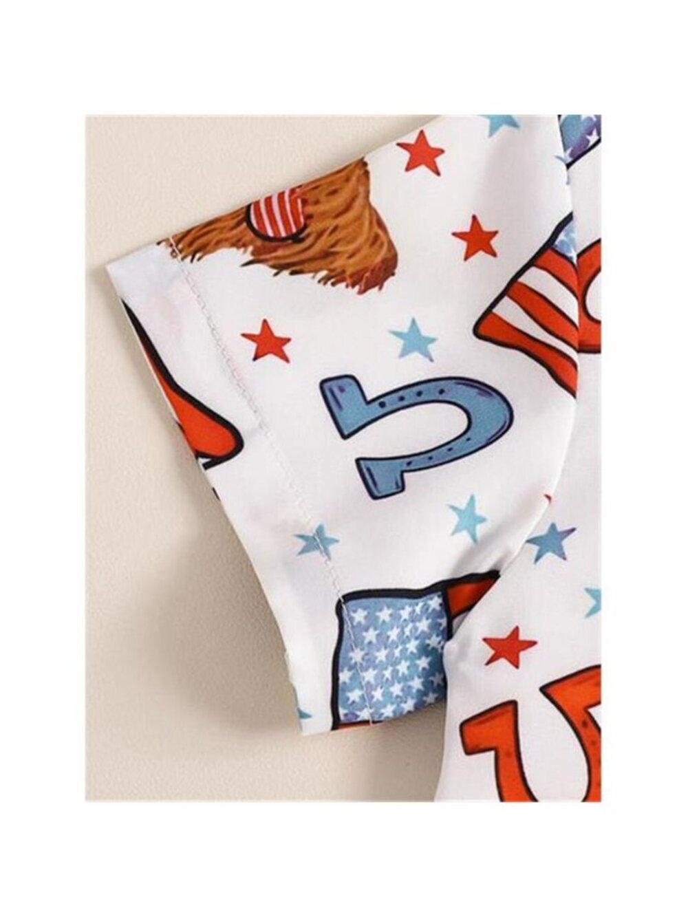 Children's American Flag Print Bow Tie Shirt & Shorts Set - Picture 3 of 12